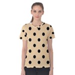 Polka Dots - Black on Navajo White Yellow Women s Cotton Tee