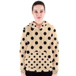 Polka Dots - Black on Navajo White Yellow Women s Zipper Hoodie