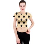 Polka Dots - Black on Navajo White Yellow Crew Neck Crop Top