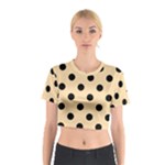 Polka Dots - Black on Navajo White Yellow Cotton Crop Top