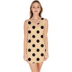 Polka Dots - Black on Navajo White Yellow Bodycon Dress