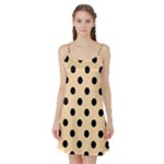 Polka Dots - Black on Navajo White Yellow Satin Night Slip