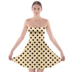 Polka Dots - Black on Navajo White Yellow Strapless Bra Top Dress