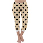 Polka Dots - Black on Navajo White Yellow Capri Winter Leggings