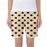 Polka Dots - Black on Navajo White Yellow Women s Basketball Shorts