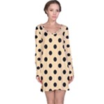 Polka Dots - Black on Navajo White Yellow Long Sleeve Nightdress