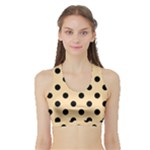 Polka Dots - Black on Navajo White Yellow Women s Sports Bra with Border