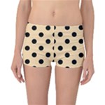 Polka Dots - Black on Navajo White Yellow Reversible Boyleg Bikini Bottoms