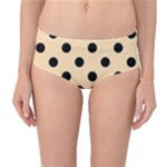 Polka Dots - Black on Navajo White Yellow Mid-Waist Bikini Bottoms