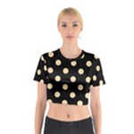 Polka Dots - Navajo White Yellow on Black Cotton Crop Top