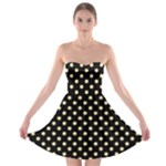 Polka Dots - Navajo White Yellow on Black Strapless Bra Top Dress