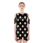 Polka Dots - Navajo White Yellow on Black Women s Cutout Shoulder Dress