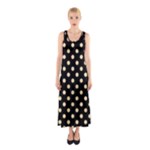 Polka Dots - Navajo White Yellow on Black Full Print Maxi Dress