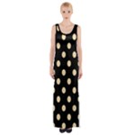 Polka Dots - Navajo White Yellow on Black Maxi Thigh Split Dress