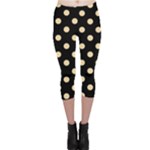 Polka Dots - Navajo White Yellow on Black Capri Leggings