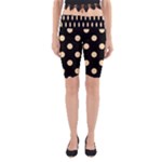 Polka Dots - Navajo White Yellow on Black Yoga Cropped Leggings