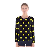 Polka Dots - Yellow on Black Women s Long Sleeve T-shirt