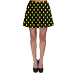 Polka Dots - Yellow on Black Skater Skirt