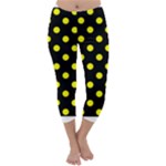 Polka Dots - Yellow on Black Capri Winter Leggings