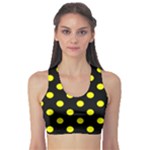 Polka Dots - Yellow on Black Women s Sports Bra