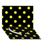 Polka Dots - Yellow on Black Heart Bottom 3D Greeting Card (7x5)