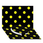 Polka Dots - Yellow on Black Circle Bottom 3D Greeting Card (7x5)