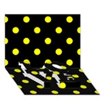 Polka Dots - Yellow on Black LOVE Bottom 3D Greeting Card (7x5)