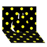 Polka Dots - Yellow on Black Apple 3D Greeting Card (7x5)