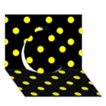 Polka Dots - Yellow on Black Circle 3D Greeting Card (7x5)