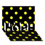 Polka Dots - Yellow on Black HOPE 3D Greeting Card (7x5)