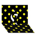 Polka Dots - Yellow on Black Ribbon 3D Greeting Card (7x5)