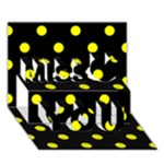 Polka Dots - Yellow on Black Miss You 3D Greeting Card (7x5)