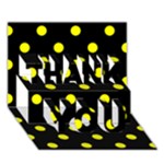 Polka Dots - Yellow on Black THANK YOU 3D Greeting Card (7x5)