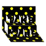 Polka Dots - Yellow on Black TAKE CARE 3D Greeting Card (7x5)