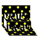 Polka Dots - Yellow on Black You Rock 3D Greeting Card (7x5)