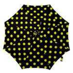 Polka Dots - Yellow on Black Hook Handle Umbrella (Medium)