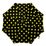 Polka Dots - Yellow on Black Hook Handle Umbrella (Large)