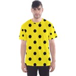 Polka Dots - Black on Canary Yellow Men s Sport Mesh Tee