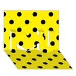 Polka Dots - Black on Canary Yellow I Love You 3D Greeting Card (7x5)