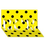 Polka Dots - Black on Canary Yellow MOM 3D Greeting Card (8x4)