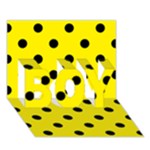 Polka Dots - Black on Canary Yellow BOY 3D Greeting Card (7x5)