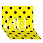 Polka Dots - Black on Canary Yellow GIRL 3D Greeting Card (7x5)