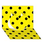 Polka Dots - Black on Canary Yellow Heart 3D Greeting Card (7x5)