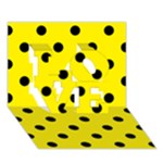 Polka Dots - Black on Canary Yellow LOVE 3D Greeting Card (7x5)