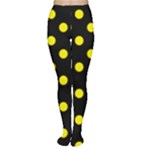 Polka Dots - Canary Yellow on Black Women s Tights