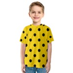 Polka Dots - Black on Gold Yellow Kid s Sport Mesh Tee