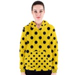 Polka Dots - Black on Gold Yellow Women s Zipper Hoodie