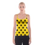 Polka Dots - Black on Gold Yellow Spaghetti Strap Top