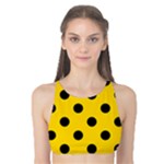 Polka Dots - Black on Gold Yellow Tank Bikini Top