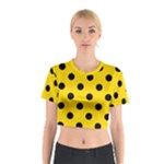 Polka Dots - Black on Gold Yellow Cotton Crop Top